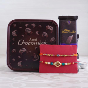 Two Antique Rakhi Set and Chocolates