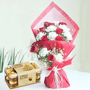 Valentine Flowers with Ferrero Rocher Chocolates