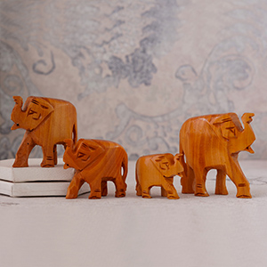 Wooden Elephant Set for Home Decor