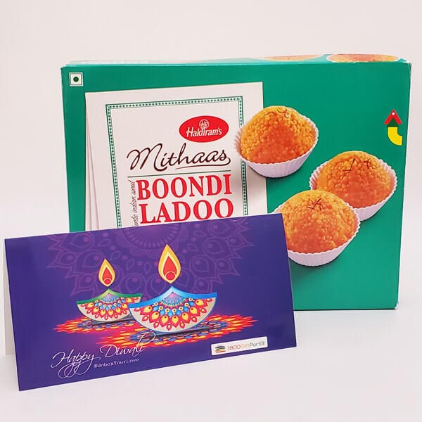 Send Boondi Laddoo with Diwali card Online