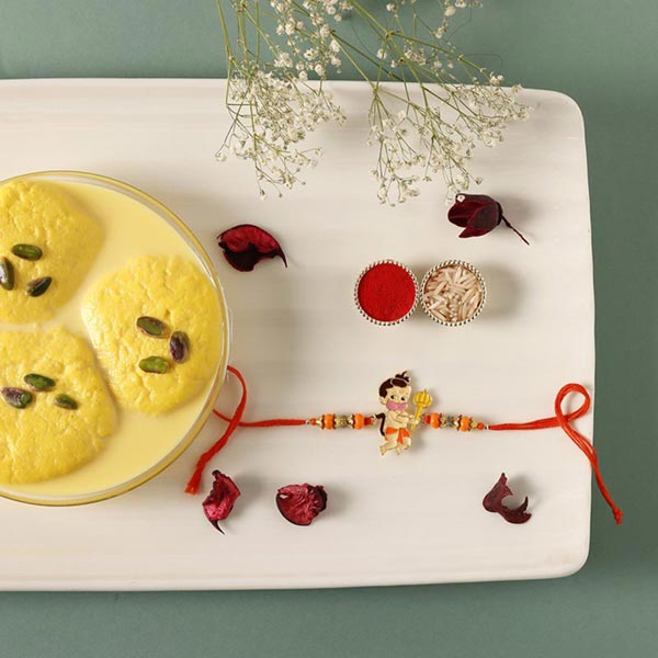Send Sneh Bal Hanuman Rakhi & Rasmalai Online