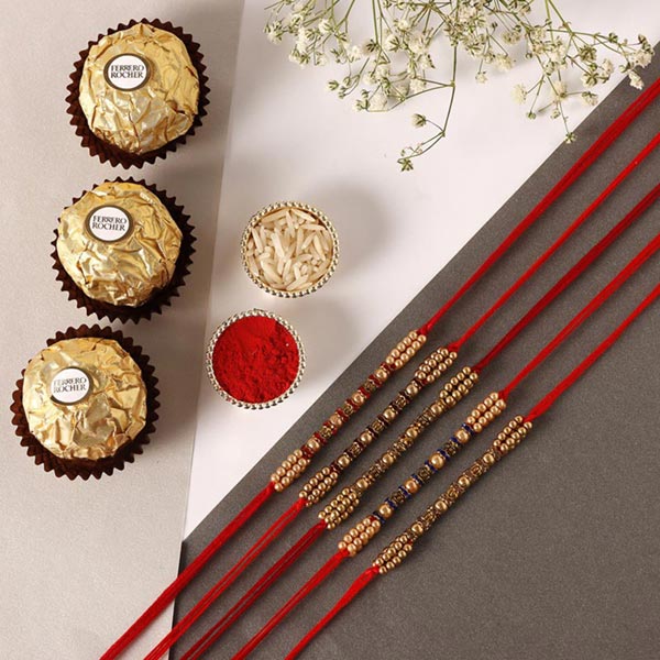 Send Sneh Colourful Rakhi Set & Ferrero Rocher Online
