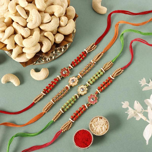 Send Sneh Meenakari Rakhis & Cashews to Qatar Online