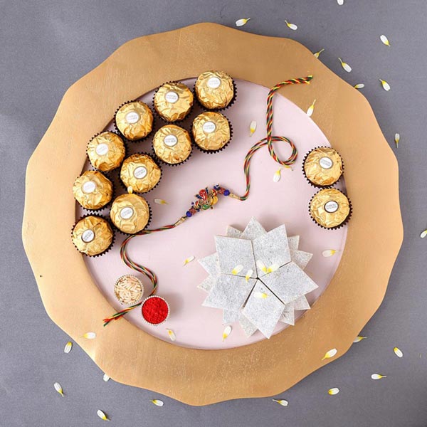 Send Sneh Ganesha Rakhi With Kaju Katli & Ferrero Rocher Online