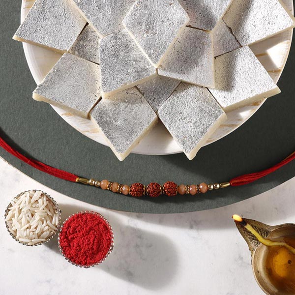 Send Sneh Alluring Rakhi & Kaju Katli Online