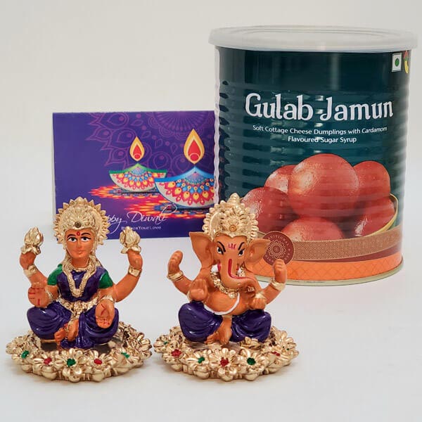 Send Gerua Laxmi Ganesh with Gulabjamun Online