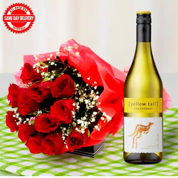 Send White Wine & Roses Online