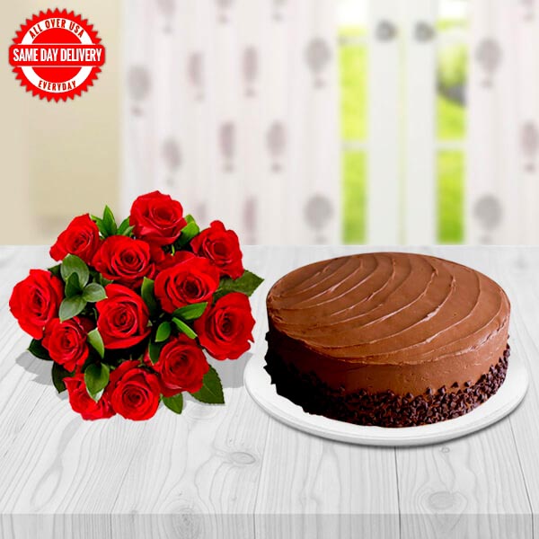 Send Cake & Red Roses Online