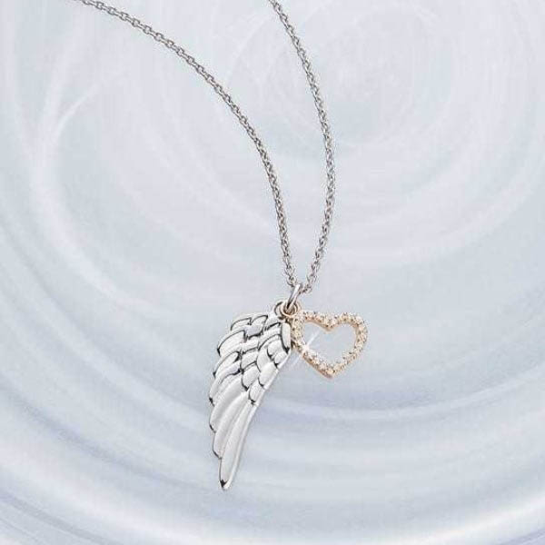 Send Silver Guardian Angels Wings Heart Necklace Online