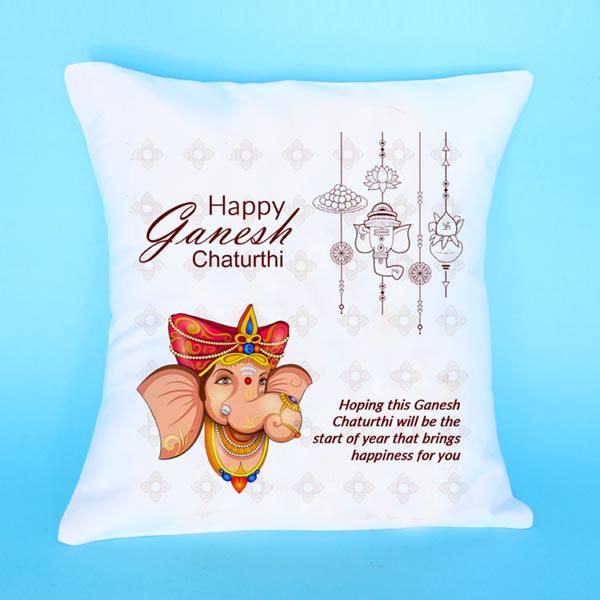 Send Ganesha Chaturthi Wishes Printed Cushion Online